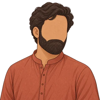 Illustrated partner in a terracotta kurta